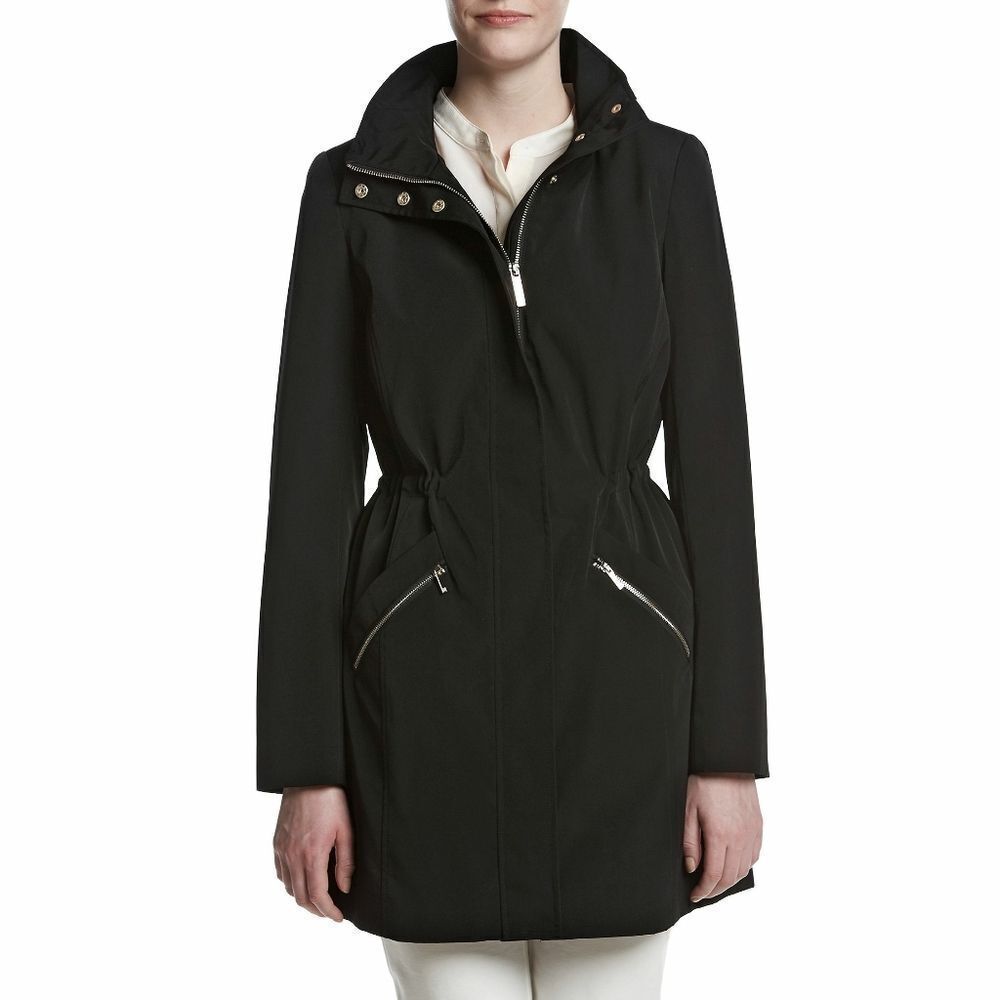 New! IVANKA TRUMP Women's Zip-front Anorak Black Jacket Removable Hood